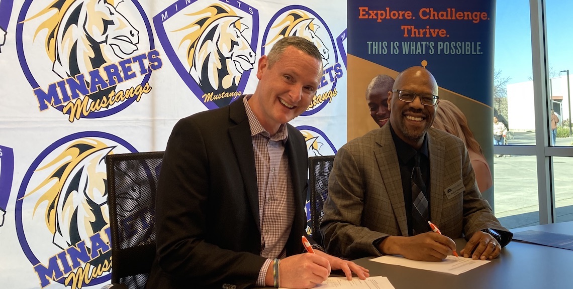 Minarets Principal Mark Fowler and FPU President André Stephens, Ph.D.