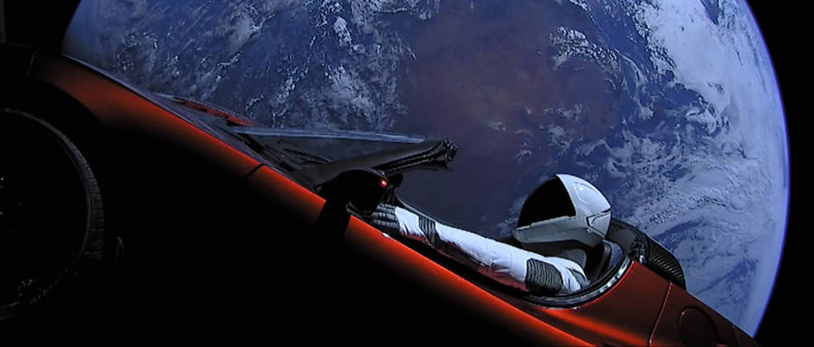 tesla in space