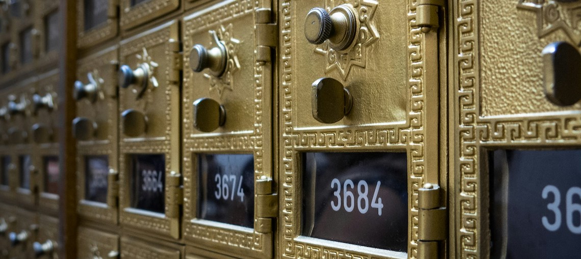 a row of post office boxes