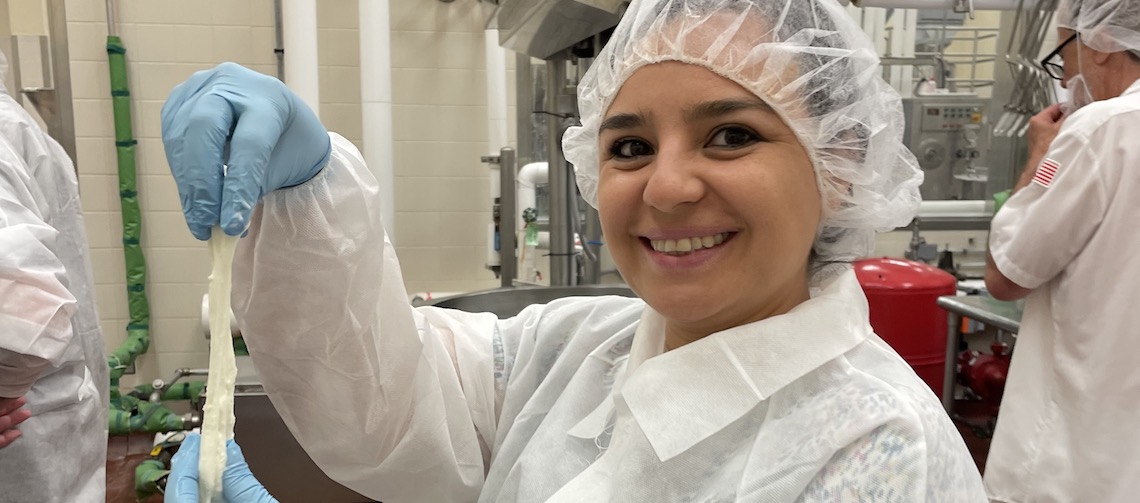 woman holding dairy product