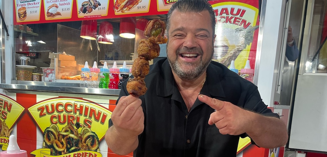 man holding food