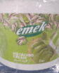 pistachio cream label on a tub