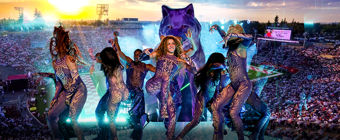 shakira performing in bulldog stadium, now valley children's stadium