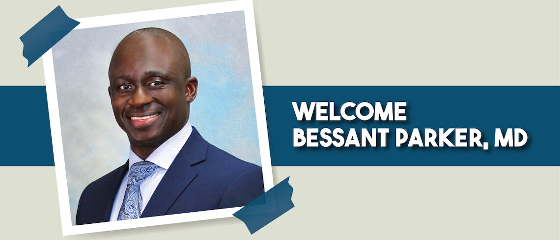 man smiling with a welcome message