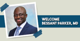 man smiling with a welcome message