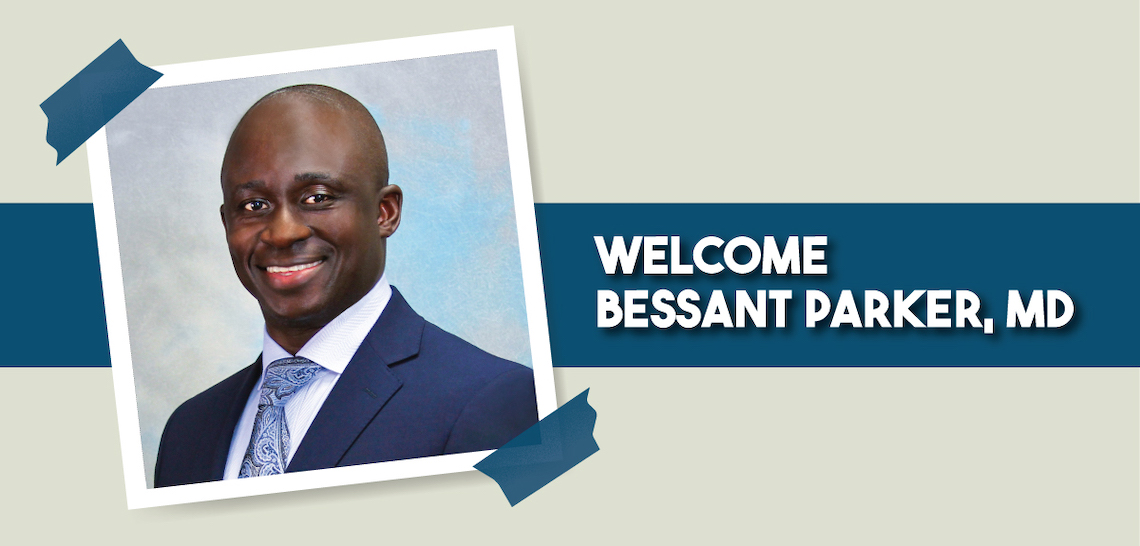 man smiling with a welcome message