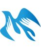 stylized logo of hands looking like a bird