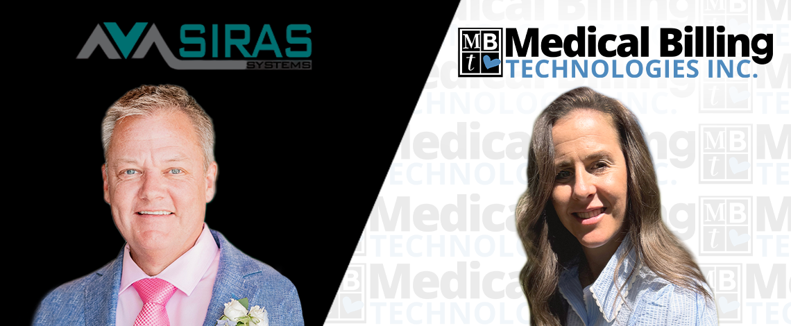 man and woman smiling with logos over their heads