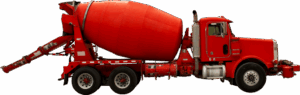red cement truck