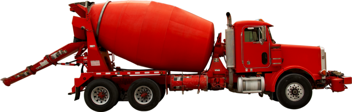red cement truck