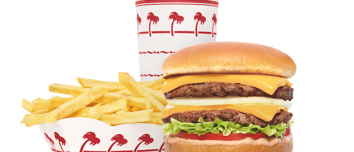 hamburger, fries and a drink