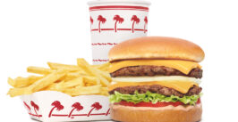 hamburger, fries and a drink