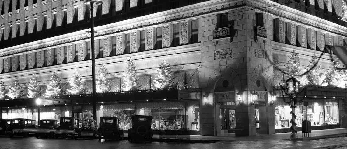 black and white photo of a building from 1929