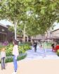an artist's rendering of an outdoor shopping center