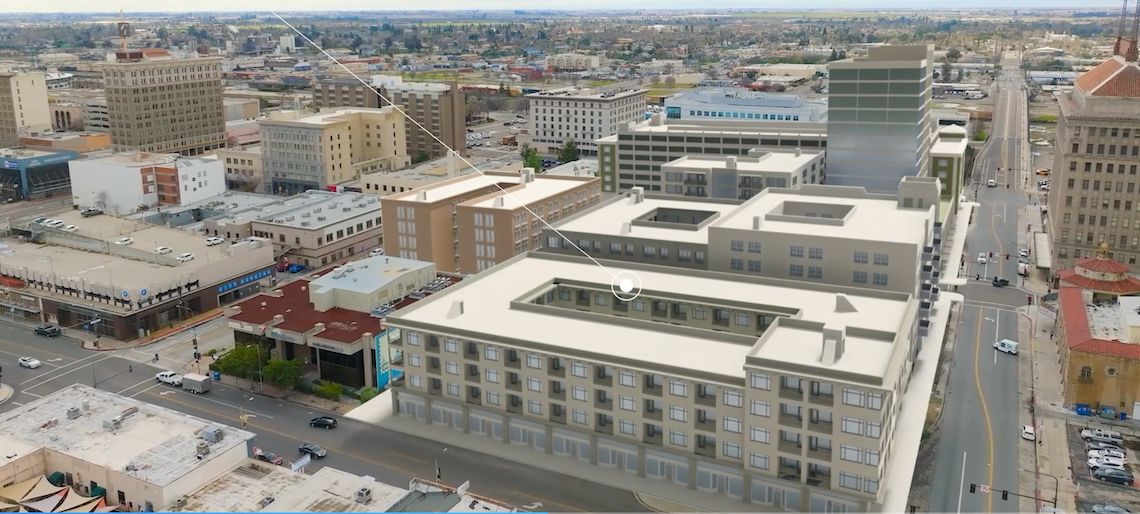 rendering of a new apartment development in downtown frenso