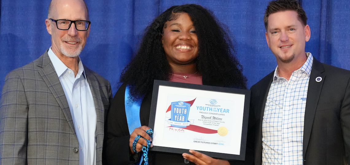 a student and two award hosts