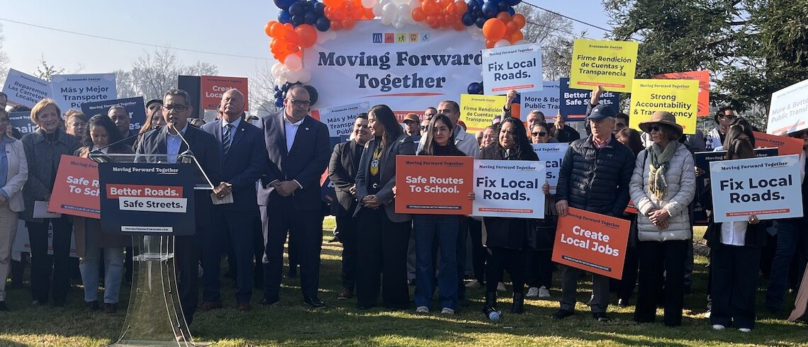 peopel around a podium