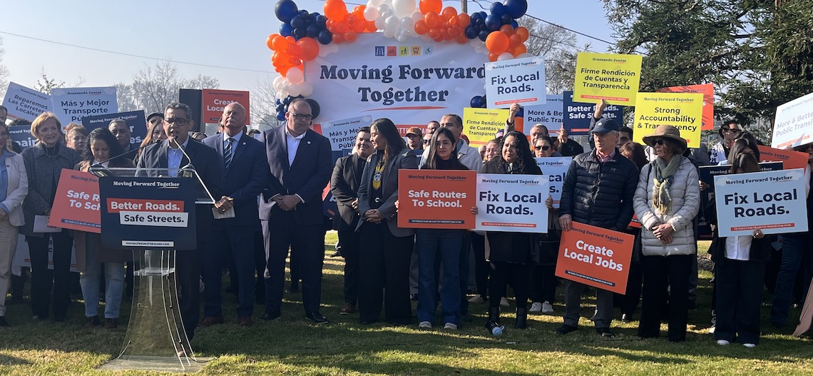 peopel around a podium