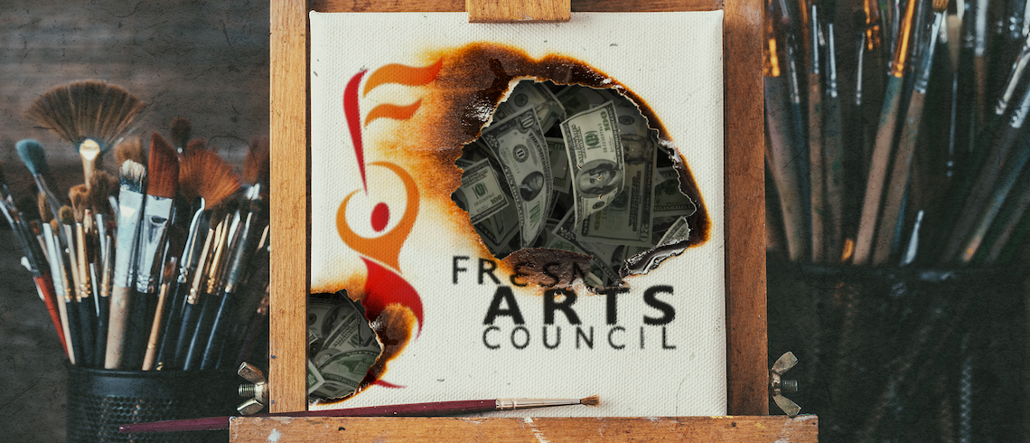 a smoldering painting with money behind the hole