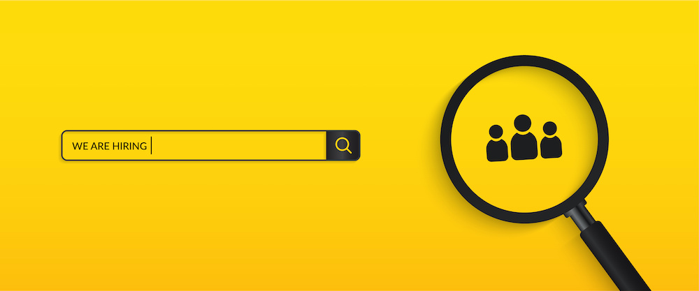 yellow we are hiring box