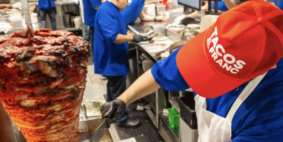 taco slicing from a vertical spit