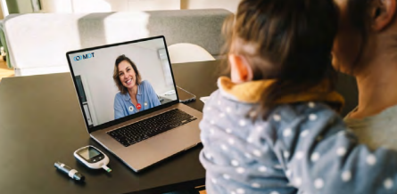 zoom call with woman and child