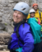 a woman mountain climbing