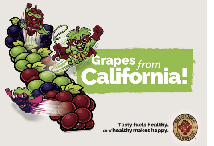 california grapes promotional marketing piece with cartoon