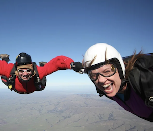 two people skydiving