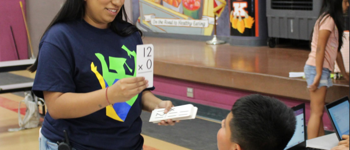 Teaching Fellow working with student