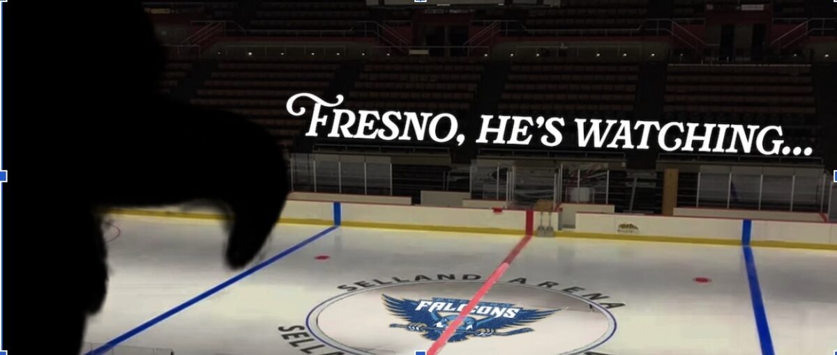 Silhouette of a figure looking over a hockey rink