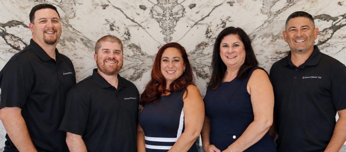 From left, Jon Martinho, commercial estimator; Bryce Martinho, director of commercial operations; Teresa Inglehart, COO & director of residential operations; Debbi Barton, marketing & payroll manager; and Sam Bruce, CEO & president.