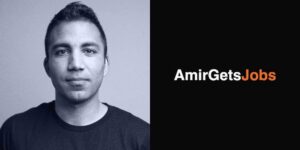 man's headshot with a logo that says amirgetsjobs