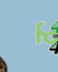 a woman smiling against a light blue background and a 40 under 40 logo