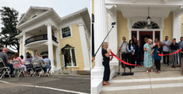 ribbon cutting and home exterior