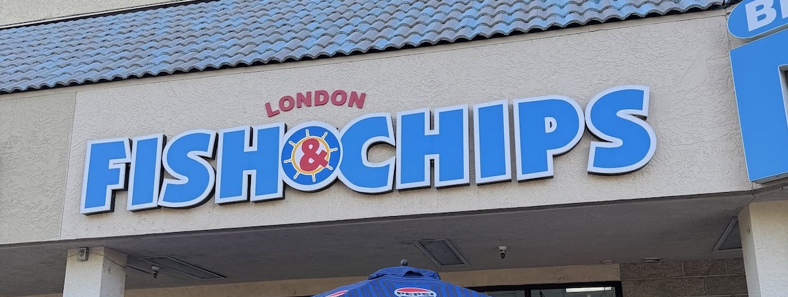 fish and chips store signage