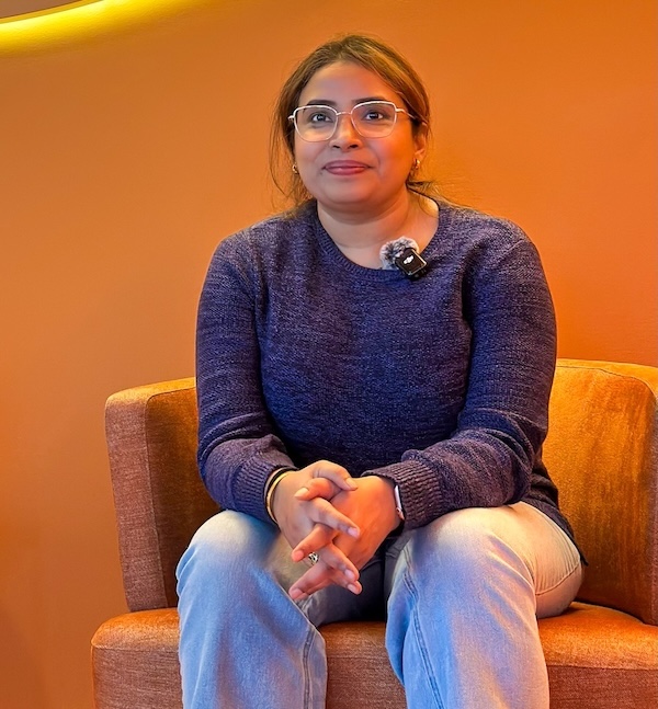 a woman seated in a chair