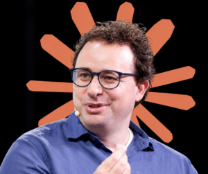 man with a symbol behind his head