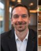 Corey Farnsworth, CEO of Architectural Wood Design, centered between examples of the company’s custom commercial millwork.
