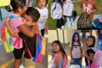 kids with new backpacks