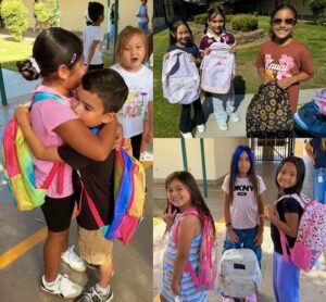 kids with new backpacks