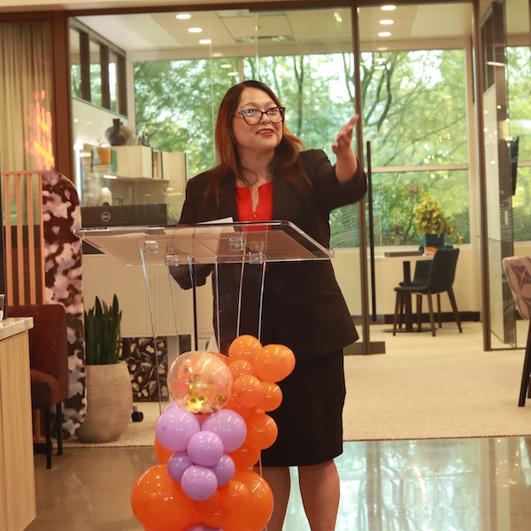 woman at podium