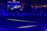 baseball stadium under blacklight