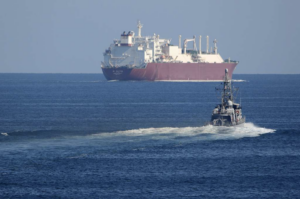 ship in ocean strait