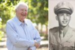 a man in a service uniform and the same man at an older age