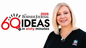 woman and logo